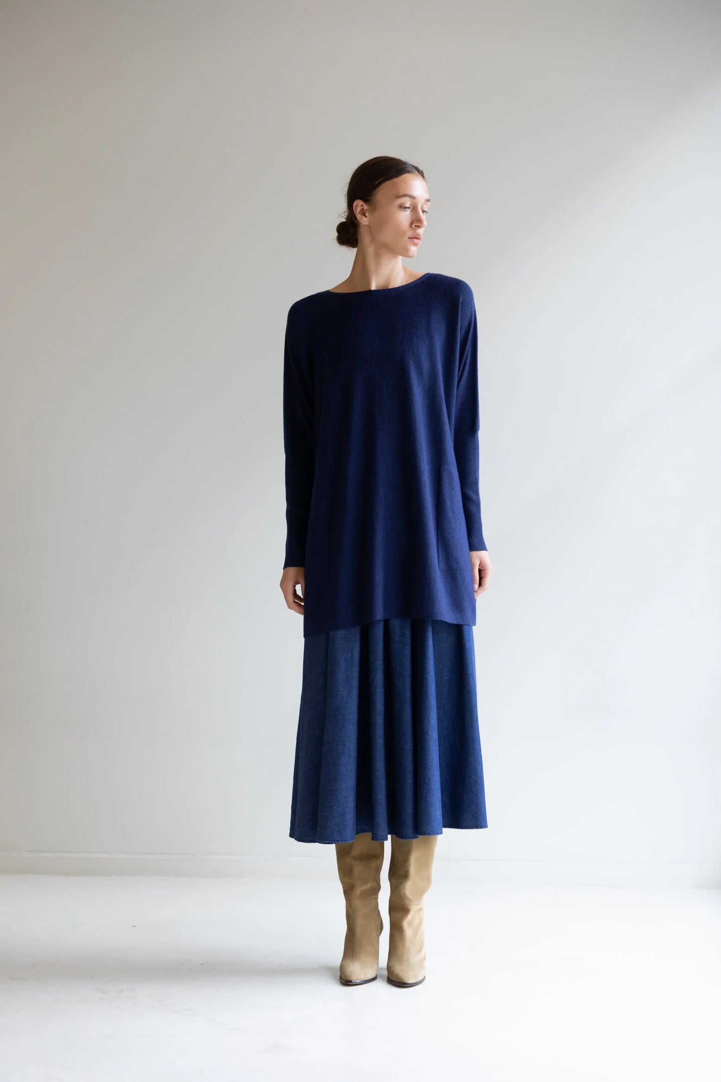 Merino long wide crewneck