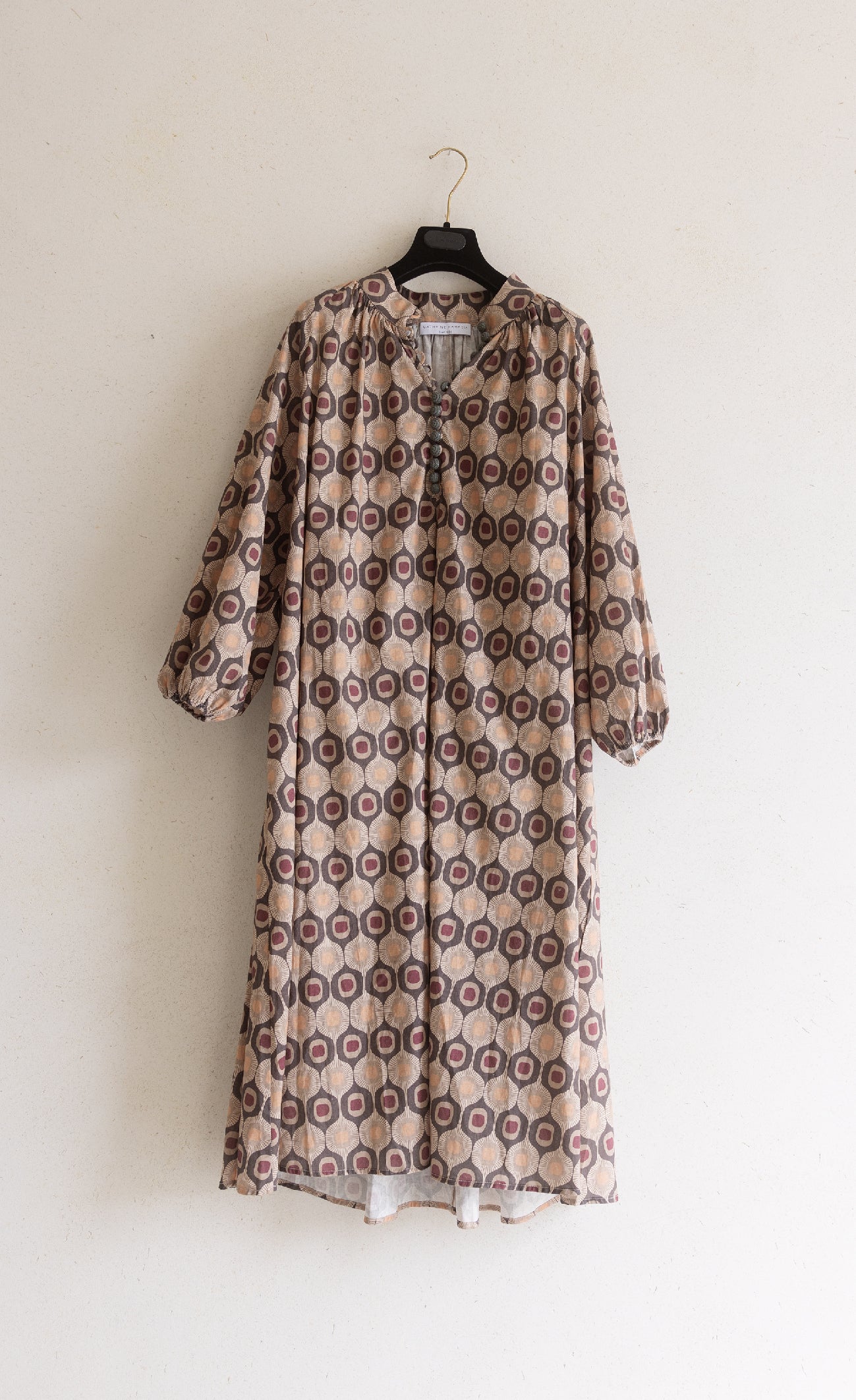 Bohemian printed dress - Brown and burgundy poppy print