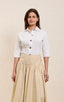 White Striped Cropped Blouse - NEW