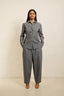 Linen blouse with rounded collar