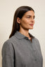 Linen blouse with rounded collar
